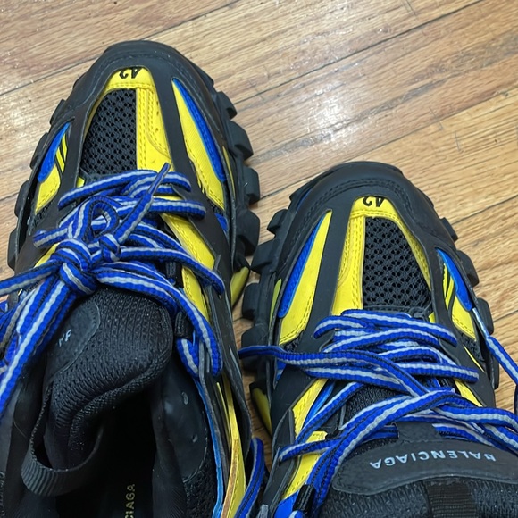 BALENCIAGA Women's Track Trainer Size 9 in Black Yellow Blue - Picture 7 of 9